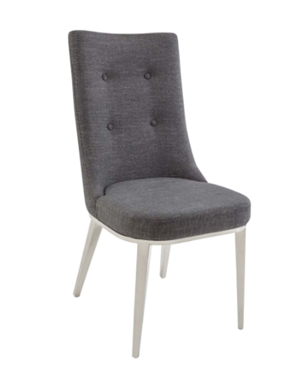 Silla larisa 4 botones tela gris oscuro